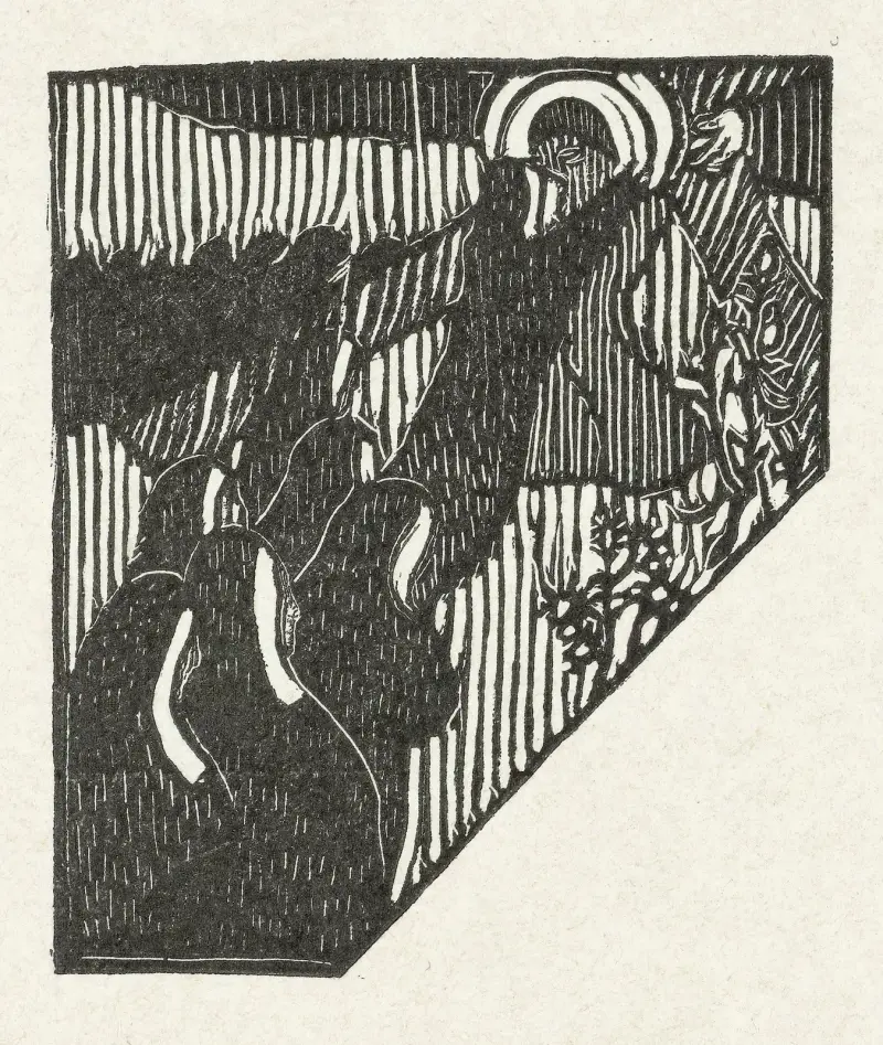 Illustration med Kristi korsbärande och nunnor av Maurice Denis