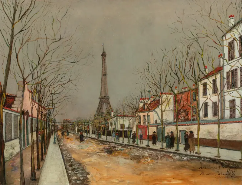 Avenue de Versailles och Eiffeltornet av Maurice Utrillo