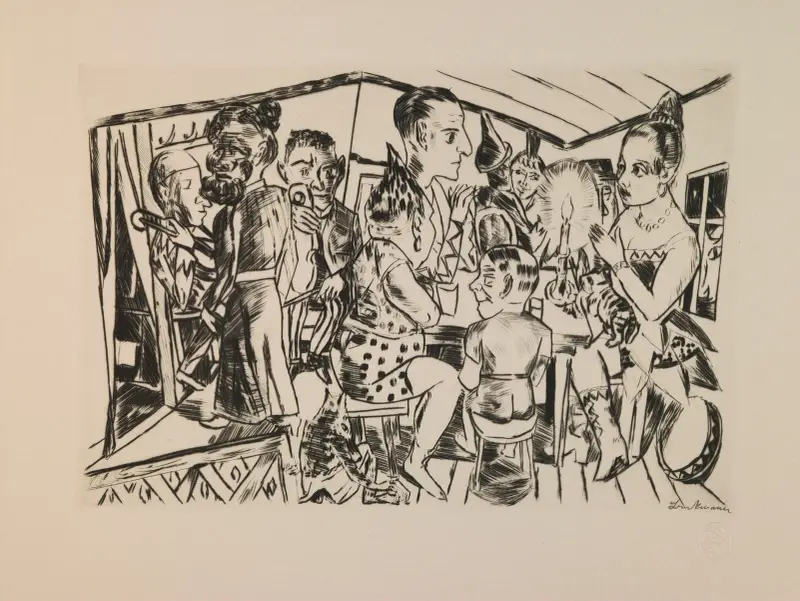 Bakom kulisserna, plansch 3 ur portföljen ”Årlig marknad” av Max Beckmann
