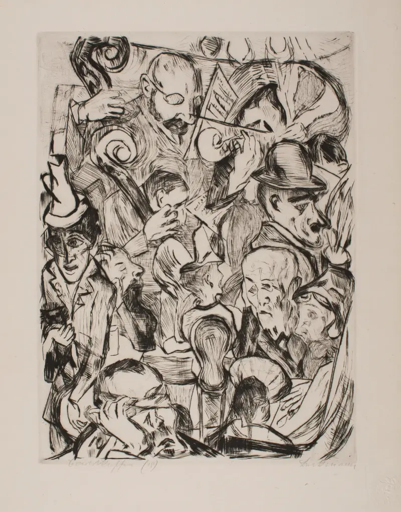 Café Music, Blatt 9 aus der Mappe „Faces“ von Max Beckmann