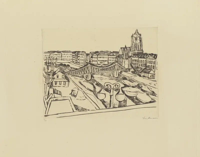 City View with ‘Eiserner Steg’ (Iron Bridge), 1923 – nr 1 av Max Beckmann