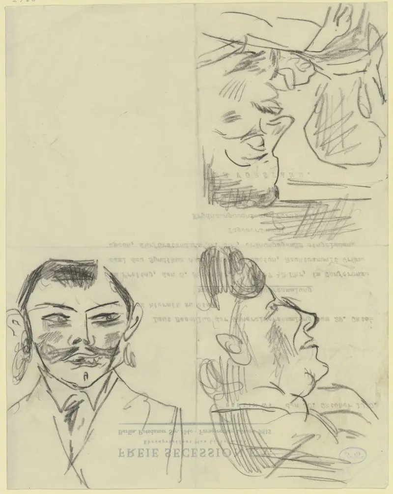 Tři kresby mužských hlav, Max Beckmann