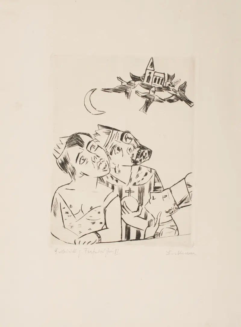 Kung Jerum, drottning Würgipumba, Ursulus och den flygande kyrkan av Max Beckmann