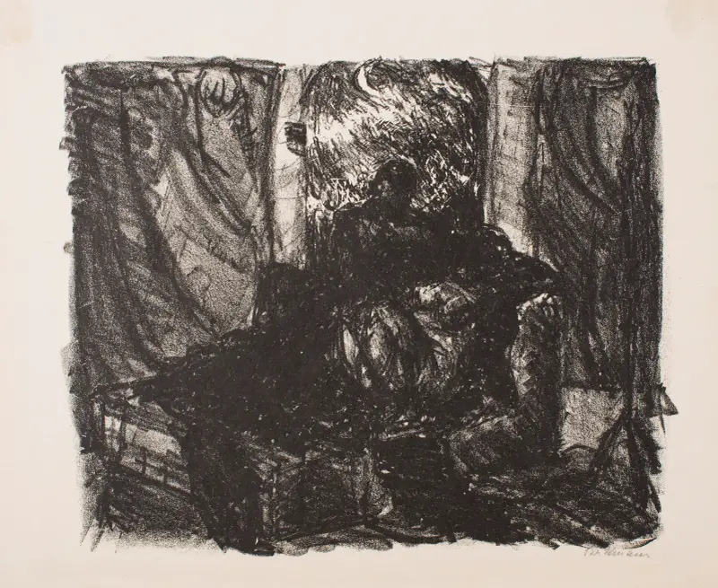 Kärleksscen, plansch 7 ur serien ”Eurydikes återkomst, tre sånger” av Max Beckmann