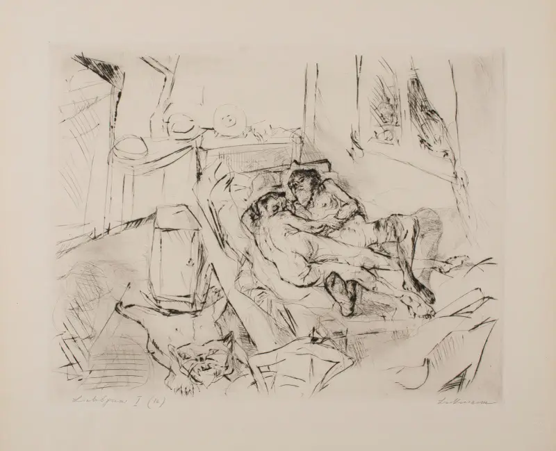 Älskande I, plansch 4 ur portföljen ”Faces” av Max Beckmann