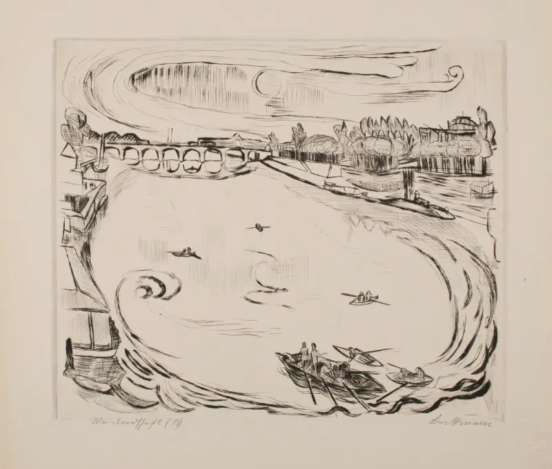 Mainlandskap, plansch 6 ur portföljen ”Faces” av Max Beckmann