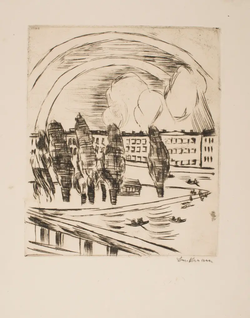 Main River Landscape with Rainbow av Max Beckmann