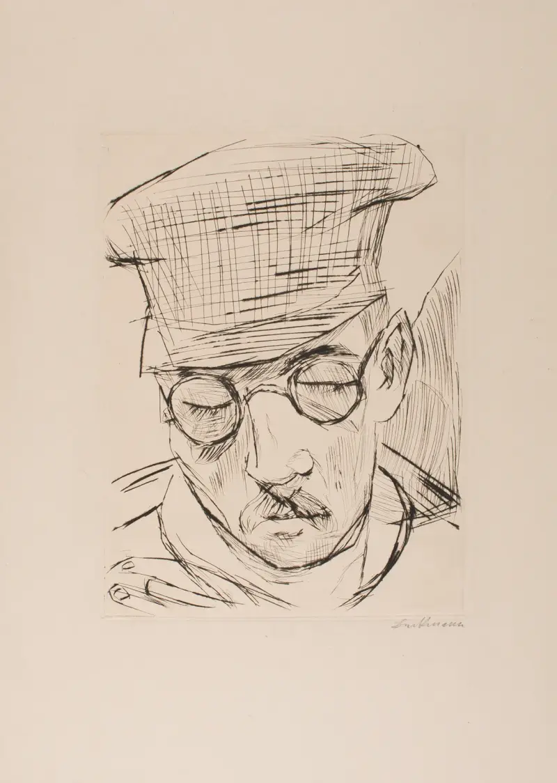 Mężczyzna w czapce z daszkiem i okularach, Max Beckmann