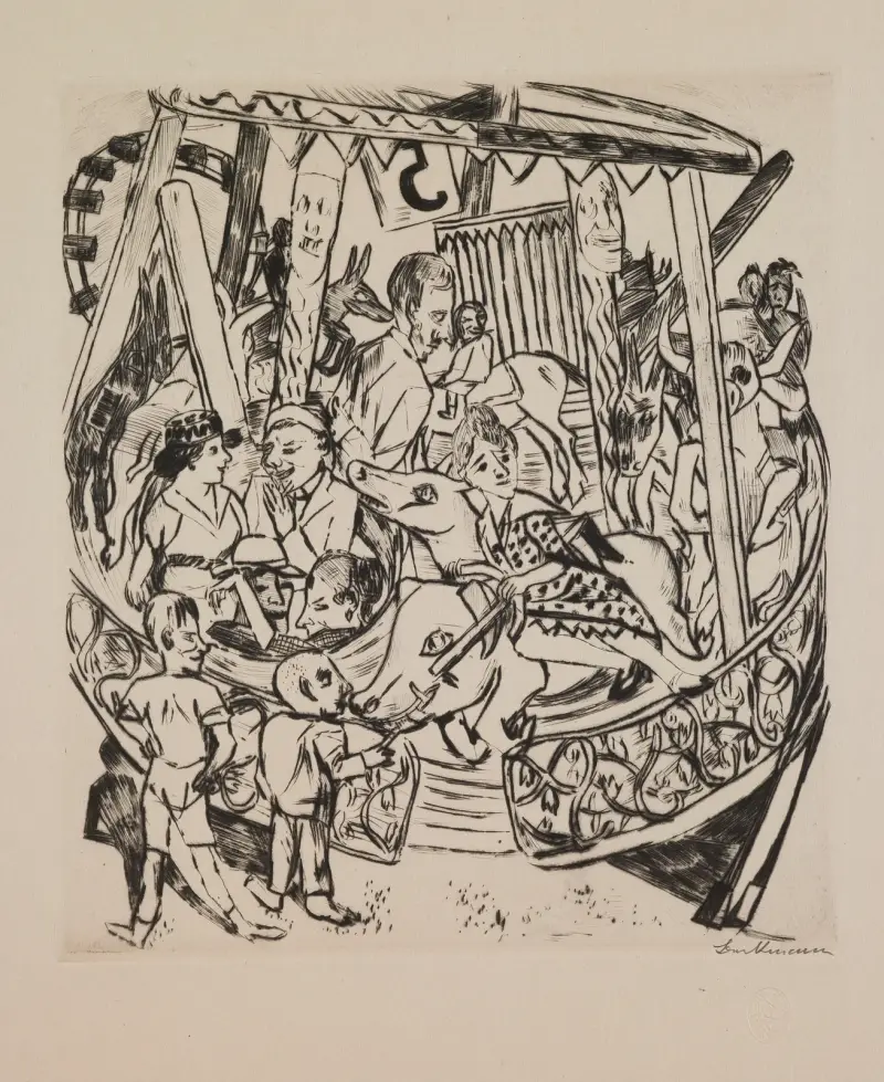 Karusell, plansch 7 ur portföljen ”Årlig marknad” av Max Beckmann