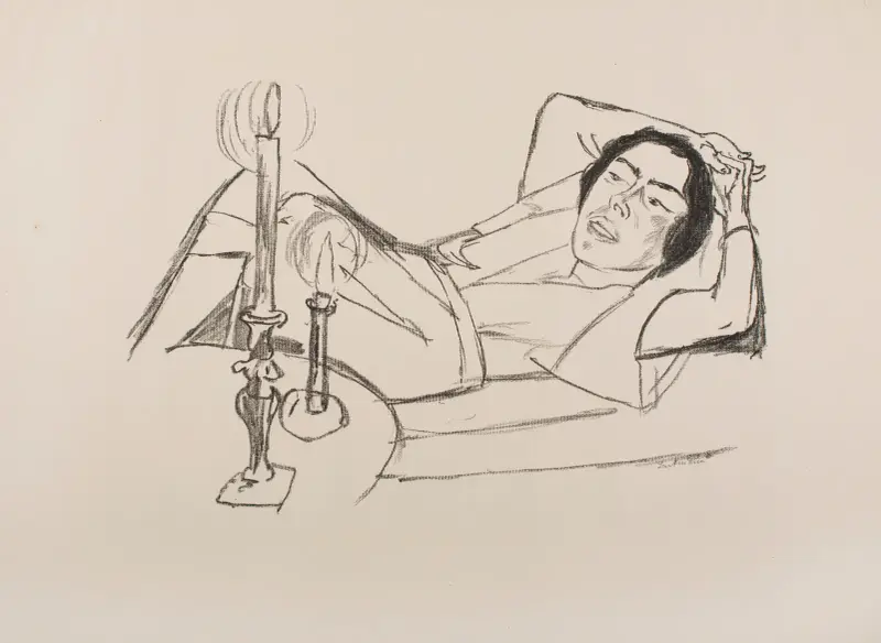Reclining Woman (Portrait of Johanna Loeb) av Max Beckmann