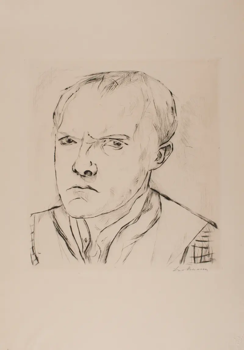 Självporträtt 1918, plansch 1 ur portföljen ”Faces” av Max Beckmann