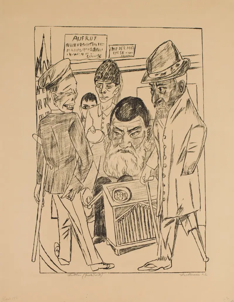 Die Bettler, Blatt 7 aus der Folge „Berliner Reise 1922“, Blatt 7 aus der Serie „Reise nach Berlin 1922“ von Max Beckmann