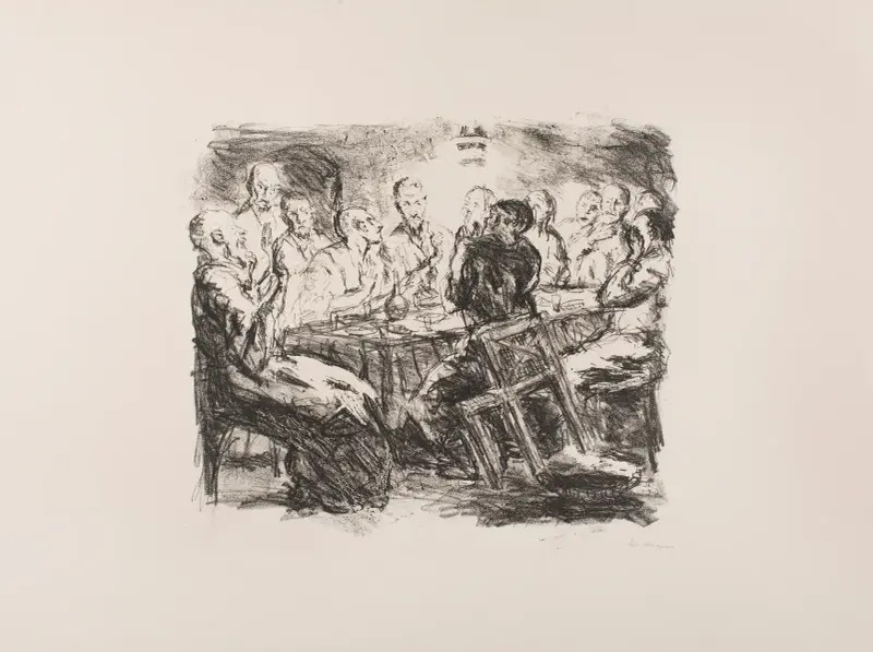 Das Abendmahl, Blatt 5 aus der Mappe „Sechs Lithographien zum Neuen Testament“ von Max Beckmann