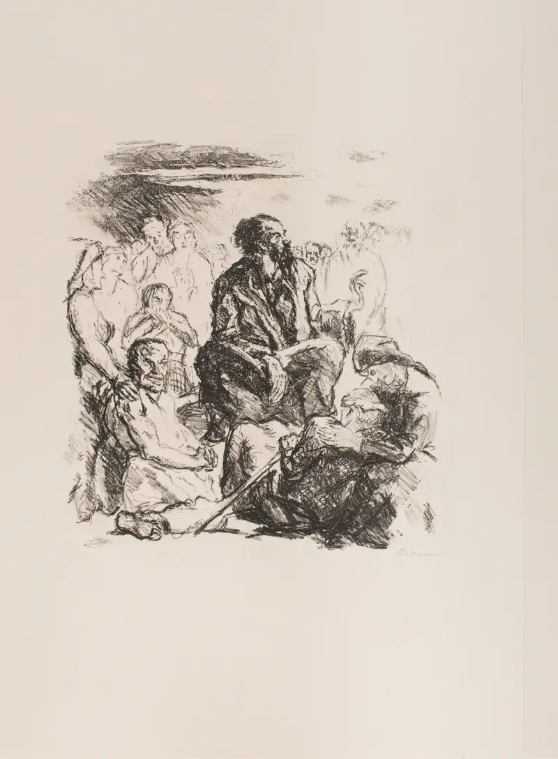 Kázání na hoře, list 4 z portfolia „Šest litografií k Novému zákonu“, Max Beckmann