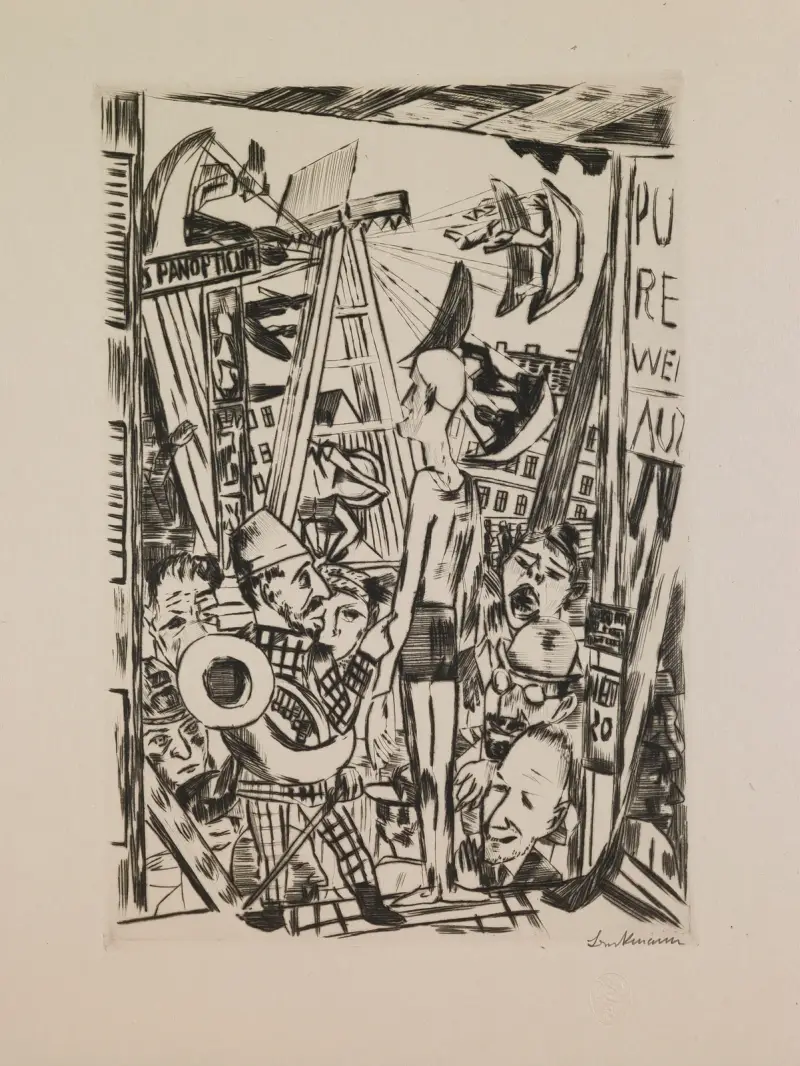 Den långe mannen, blad 5 ur portföljen 'Årlig marknad' av Max Beckmann