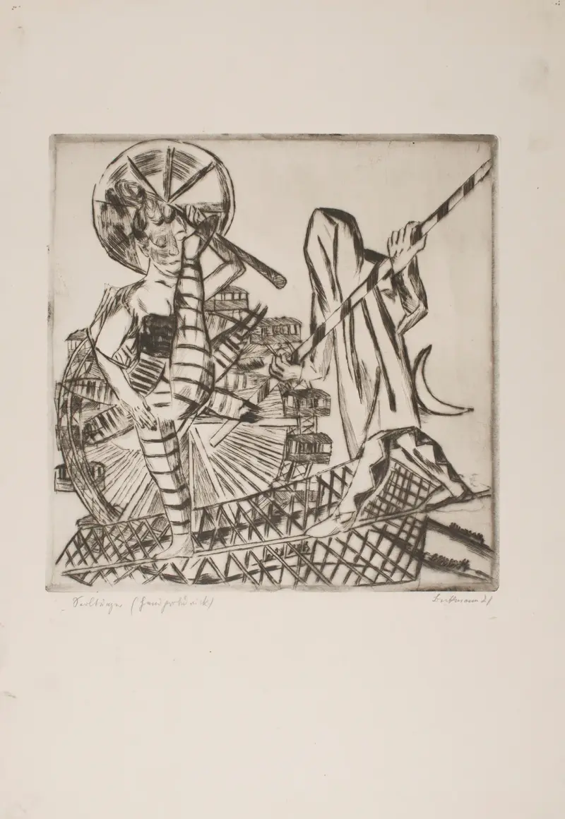 Die Seiltänzer, Blatt 8 aus der Mappe „Der Jahrmarkt“, 1921 – Nr. 2 von Max Beckmann