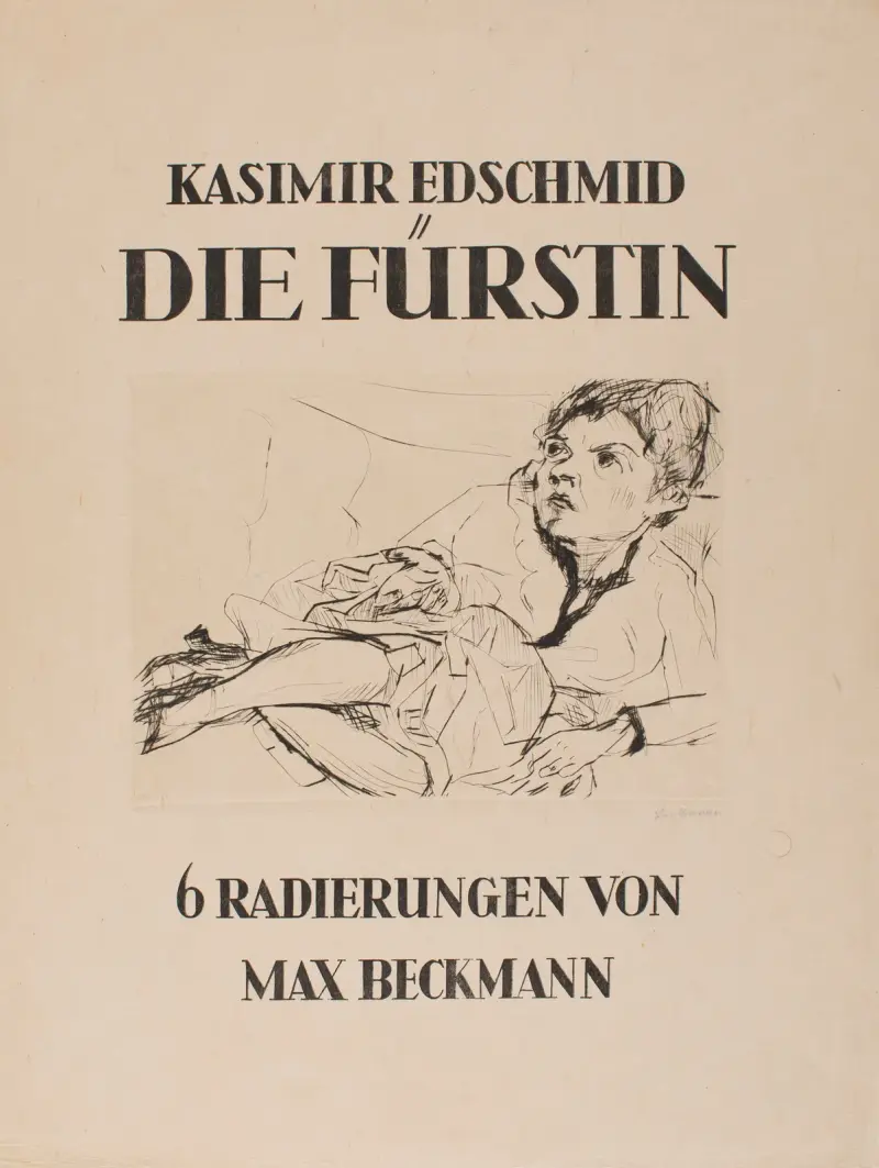 Kvinna på en soffa (Friedel Battenberg), titelblad ur sviten 'Hertiginnan' av Max Beckmann