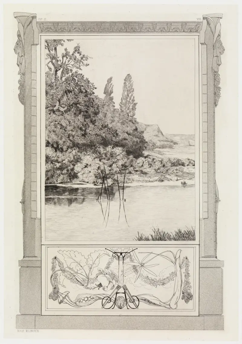 Narcissus und Echo II (Rettungen Ovidischer Opfer, Opus II, Blatt 8) av Max Klinger