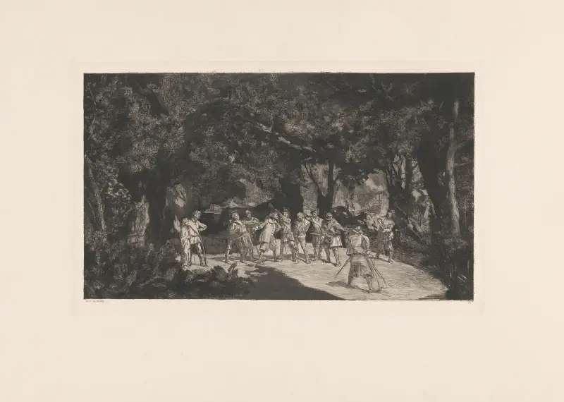 Simplicius unter den Soldaten von Max Klinger