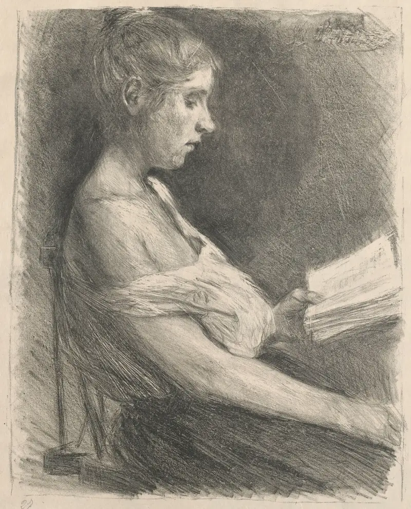 Lesendes Mädchen (Anna-Christine Mattuschka-Grisebach) av Max Liebermann