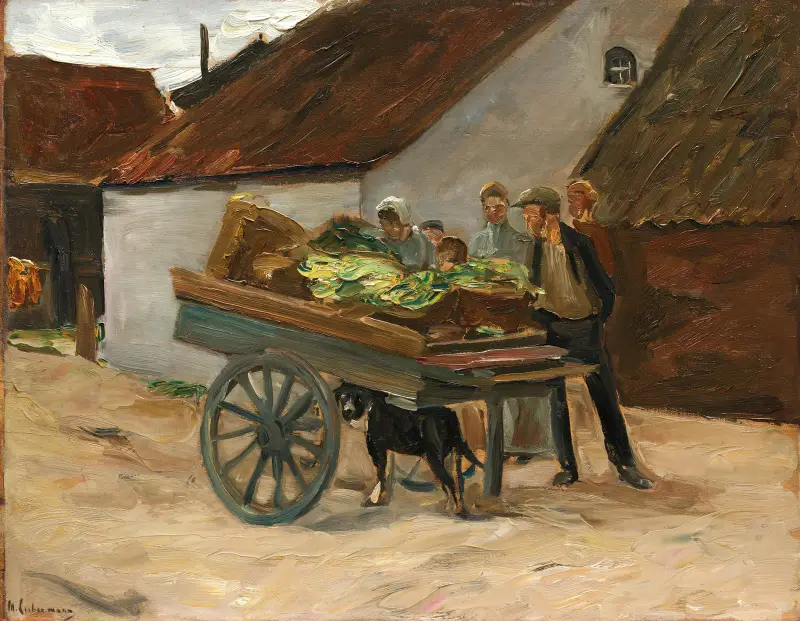 Vegetable barrow – dog cart av Max Liebermann