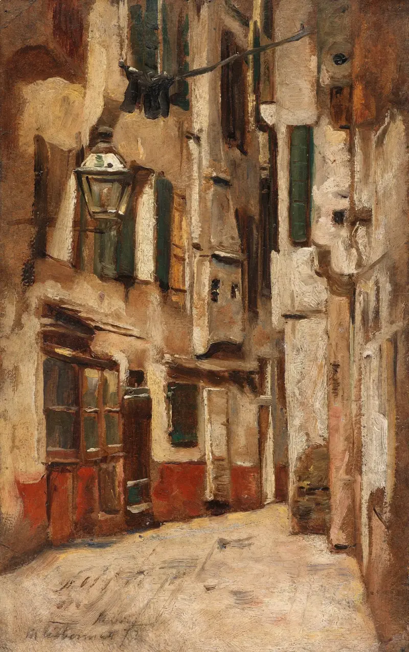 Veneziansk gränd mot höger av Max Liebermann