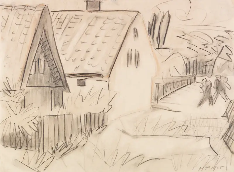 Hus och trädgårdar i Nida av Hermann Max Pechstein