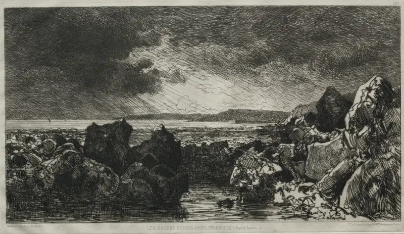 Schwarze Felsen bei Trouville (Ebbe) von Maxime Lalanne