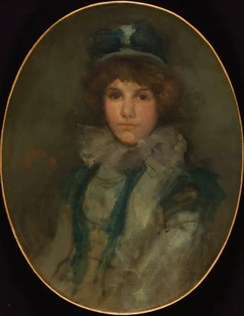 Blått och korall; Den lilla blå hatten av James Abbott McNeill Whistler
