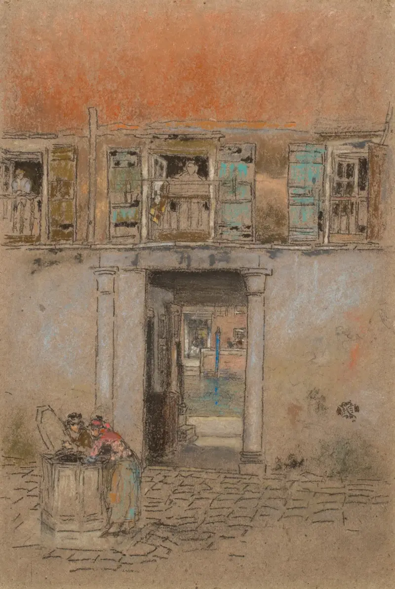 Innenhof am Kanal; Grau und Rot von James Abbott McNeill Whistler