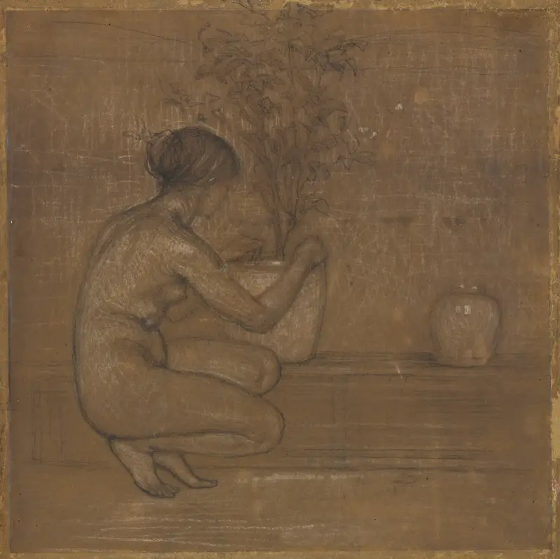 Kauernde Figur. Studie für Die weiße Symphonie; Drei Mädchen von James Abbott McNeill Whistler
