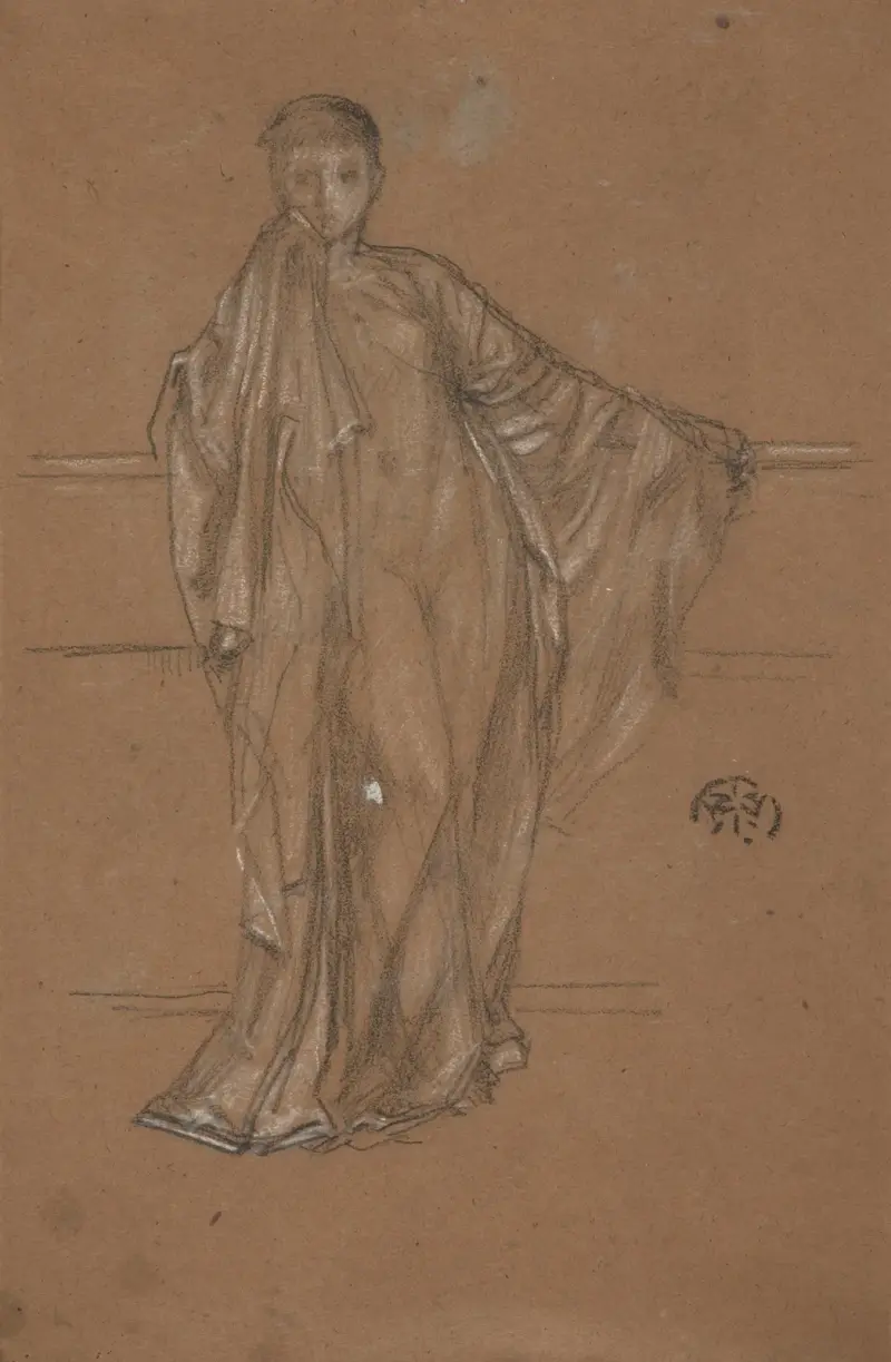 Draped Figure at a Railing av James Abbott McNeill Whistler