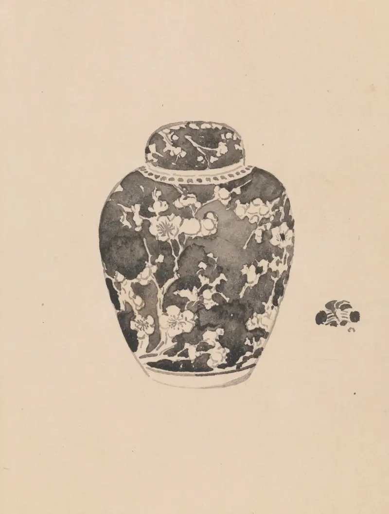 Äggformad ingefärskruka med klockformigt lock, 1878 – nr 2 av James Abbott McNeill Whistler
