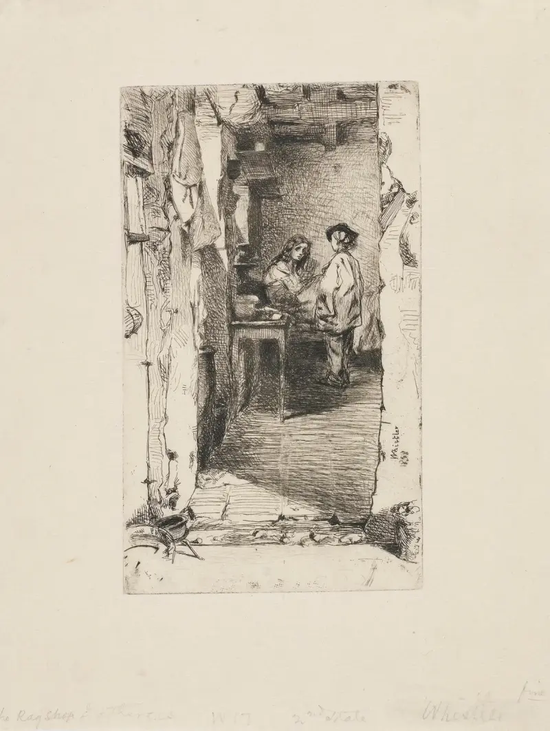 Rag Pickers, Quartier Mouffetard, Paris av James Abbott McNeill Whistler