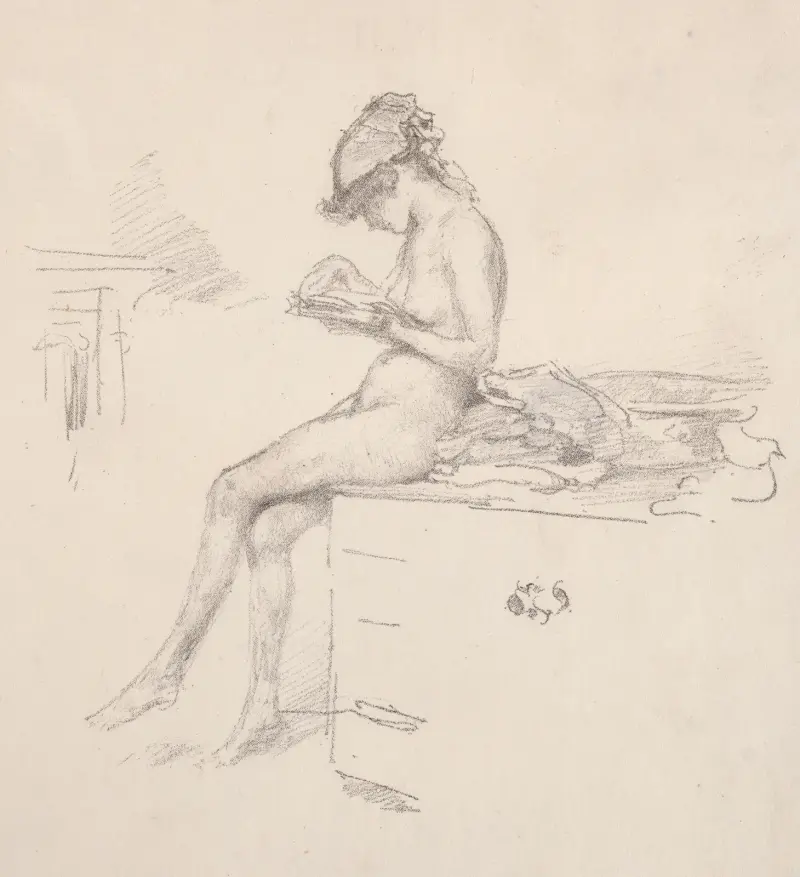 The Little Nude Model Reading av James Abbott McNeill Whistler