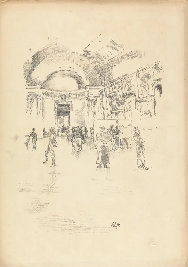 The Long Gallery, Louvre av James Abbott McNeill Whistler