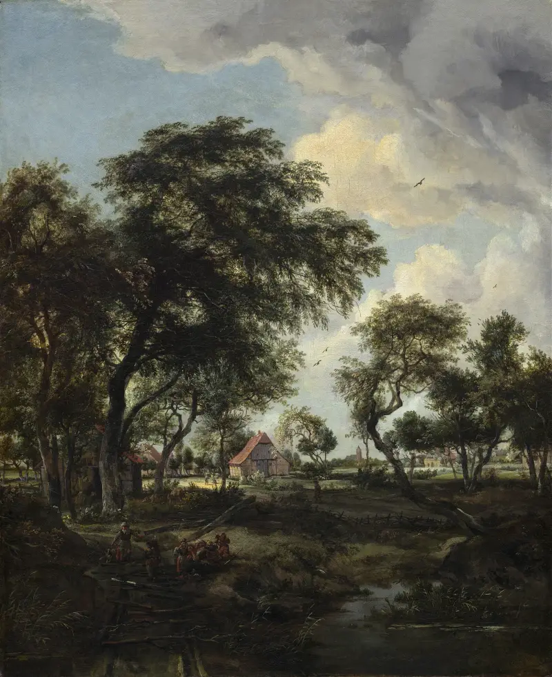A Farm in the Sunlight av Meindert Hobbema