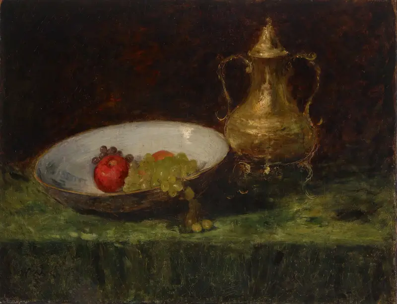 Stillleben (Obst und Kupferkessel) – Nr. 1 von William Merritt Chase