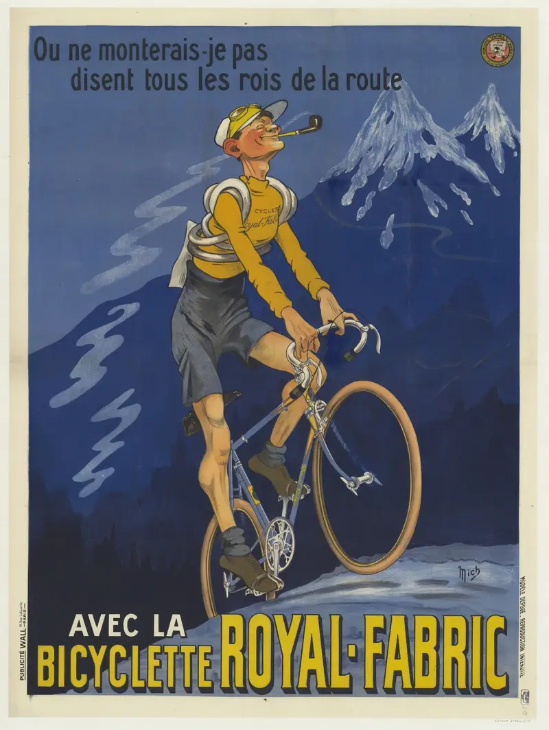 Vart skulle jag inte klättra, säger alla vägarnas kungar. Med cykeln Royal-Fabric av Mich (Michel Liebeaux)