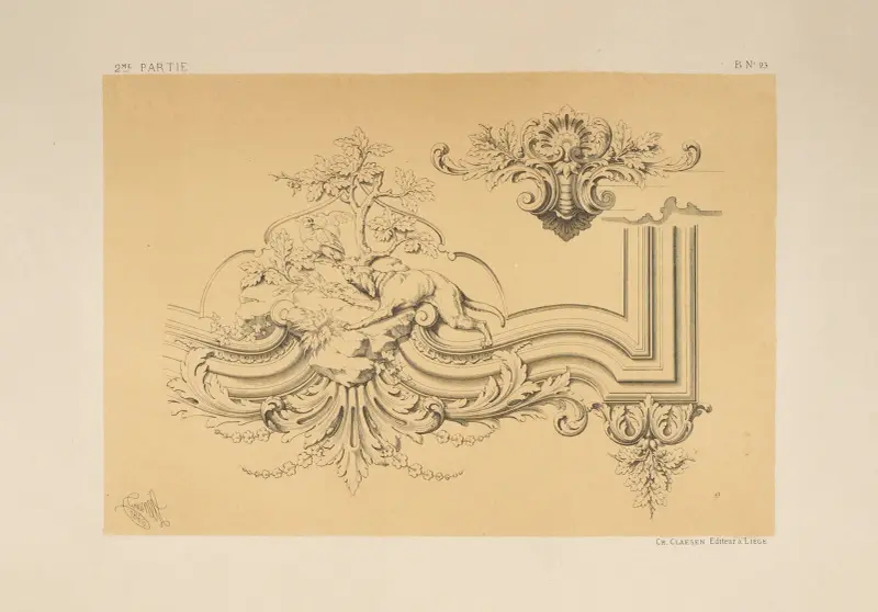 Fragment einer Wandtäfelung des Jagdschloss-Pavillons im Wald von Dreux von Michel Liénard
