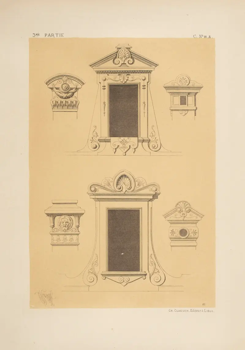 Takfönster och skorstenskrona; nygrekisk stil, 1866 – nr 2 av Michel Liénard