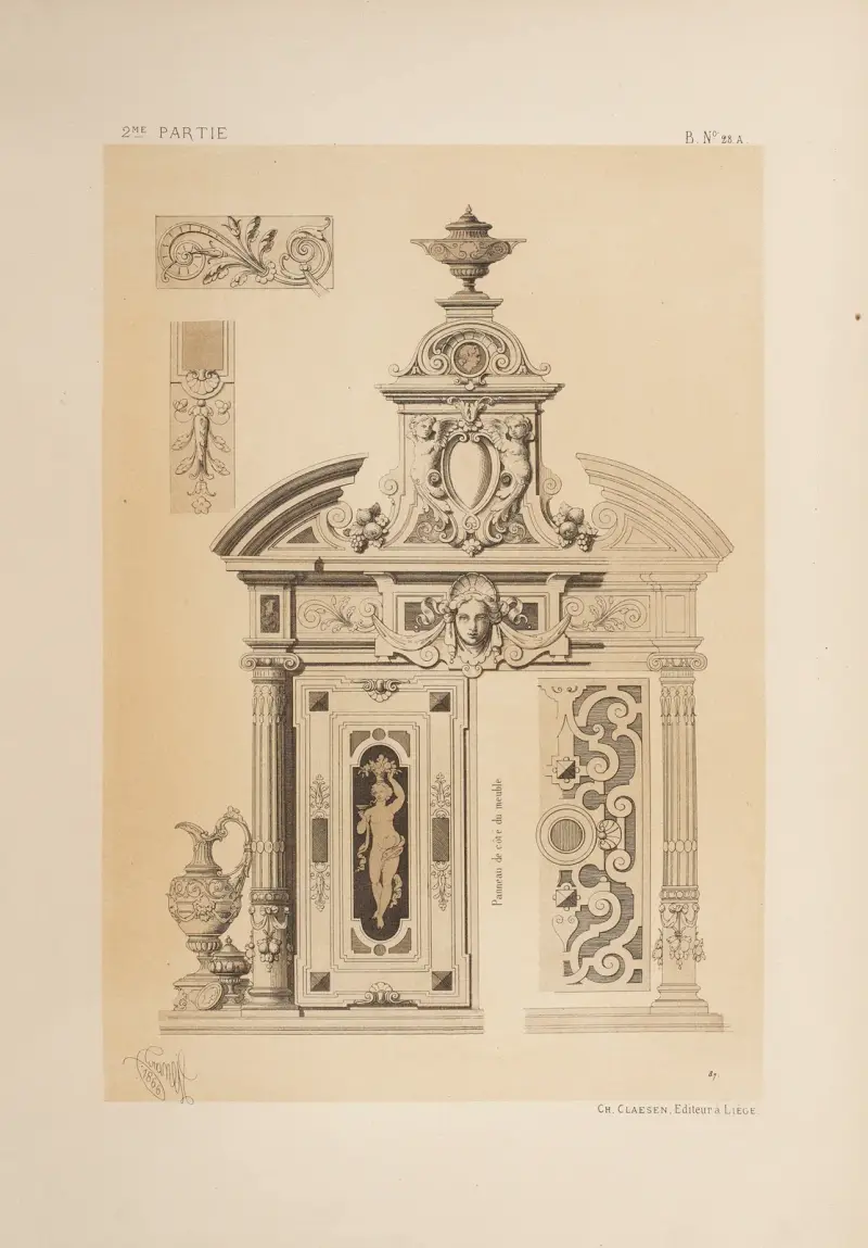 Oberer Teil eines Möbelstücks; Stil Heinrich II. von Michel Liénard