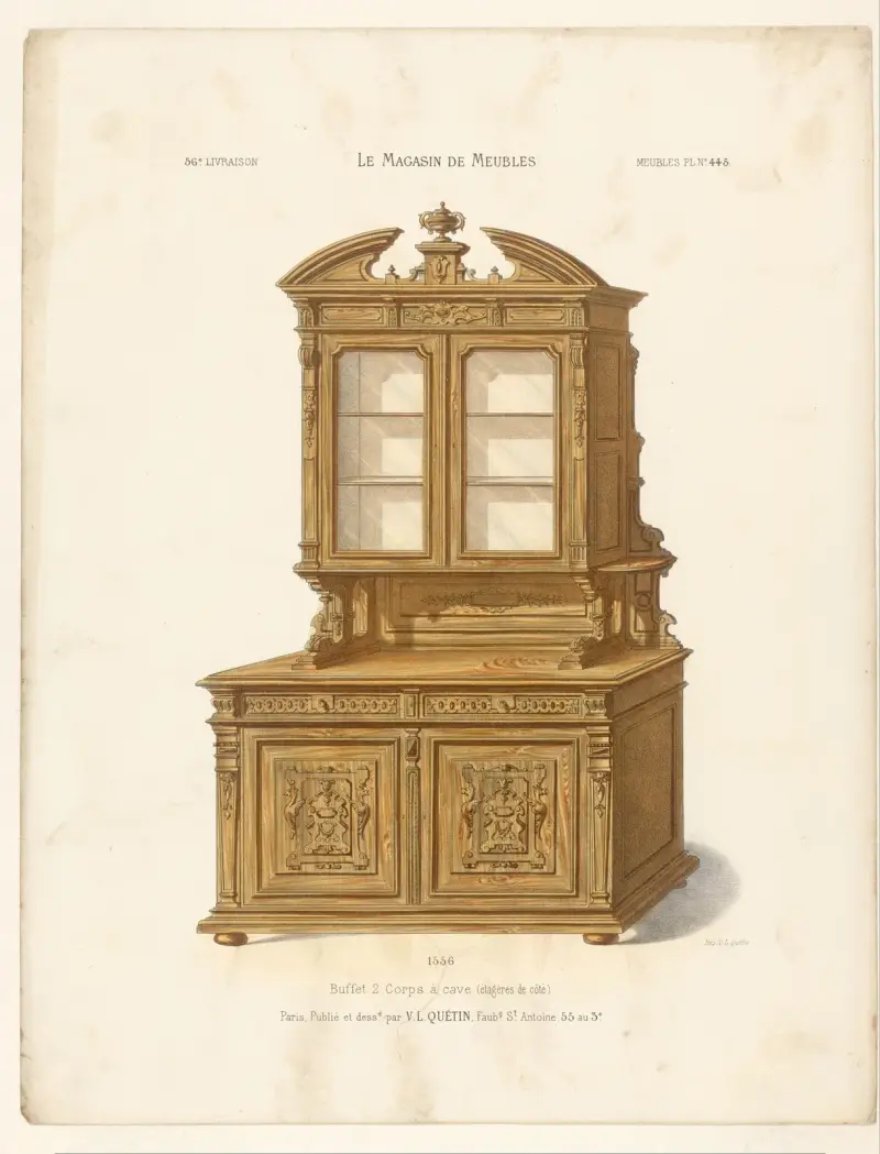Buffet mit zwei Teilen und Seitenschränken von Victor Léon Michel Quétin