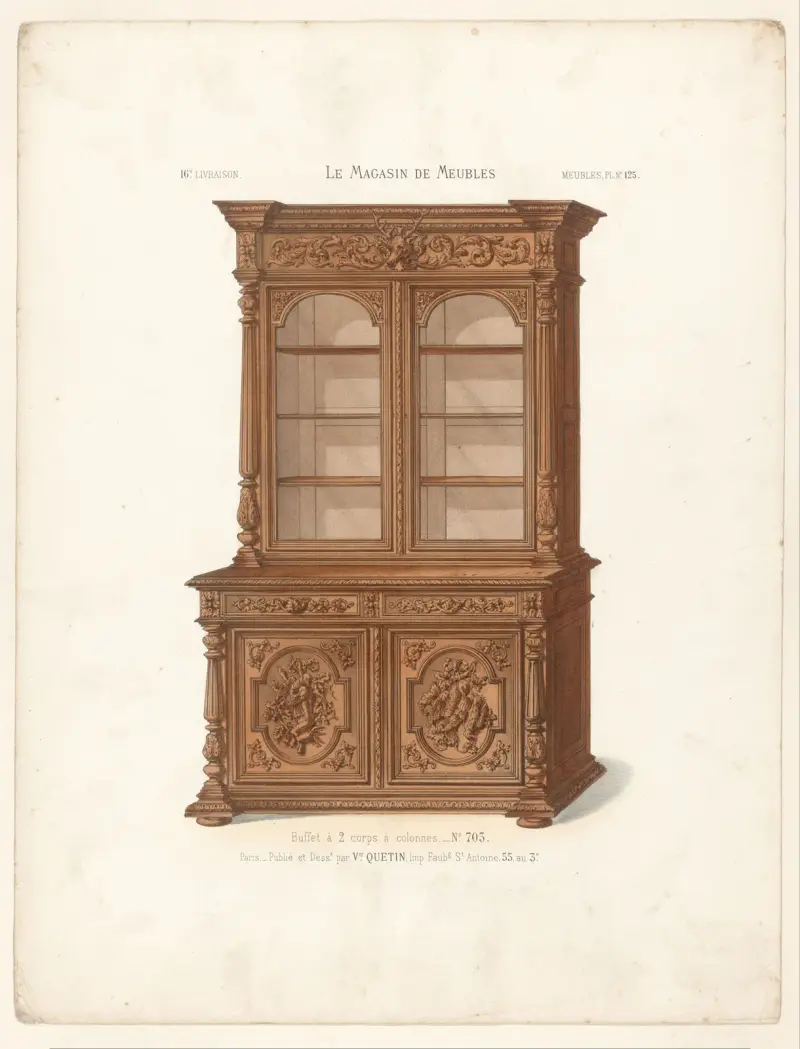 Buffet à 2 corps à colonnes av Victor Léon Michel Quétin