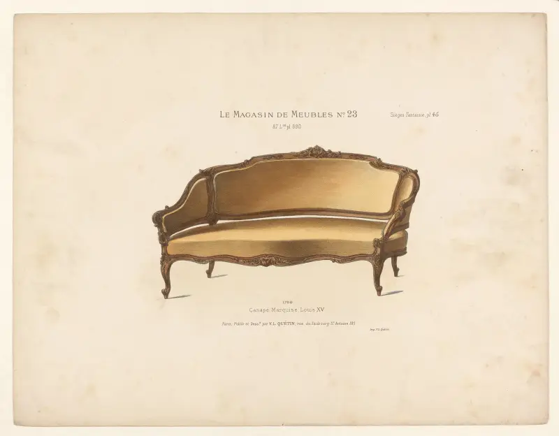 Marquisesoffa i Ludvig XV-stil av Victor Léon Michel Quétin