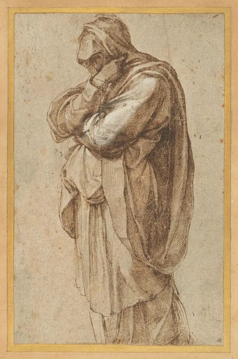 Studie av en sörjande kvinna av Michelangelo