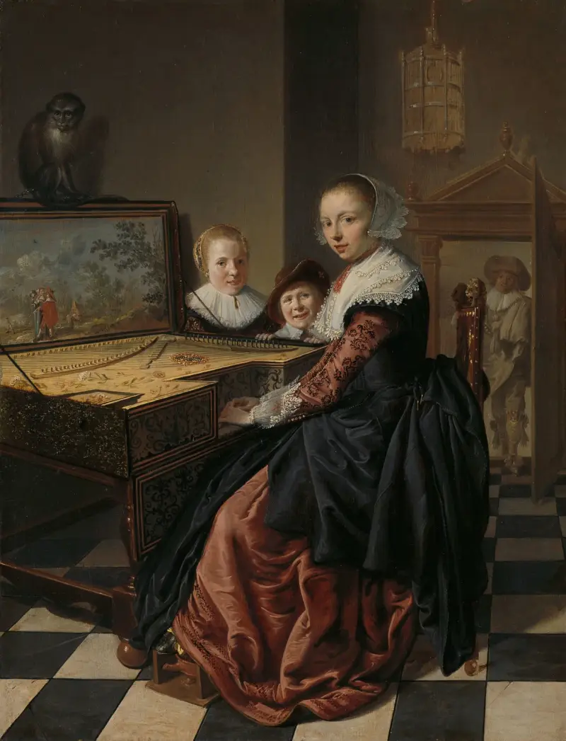 Kvinna spelar virginal av Jan Miense Molenaer