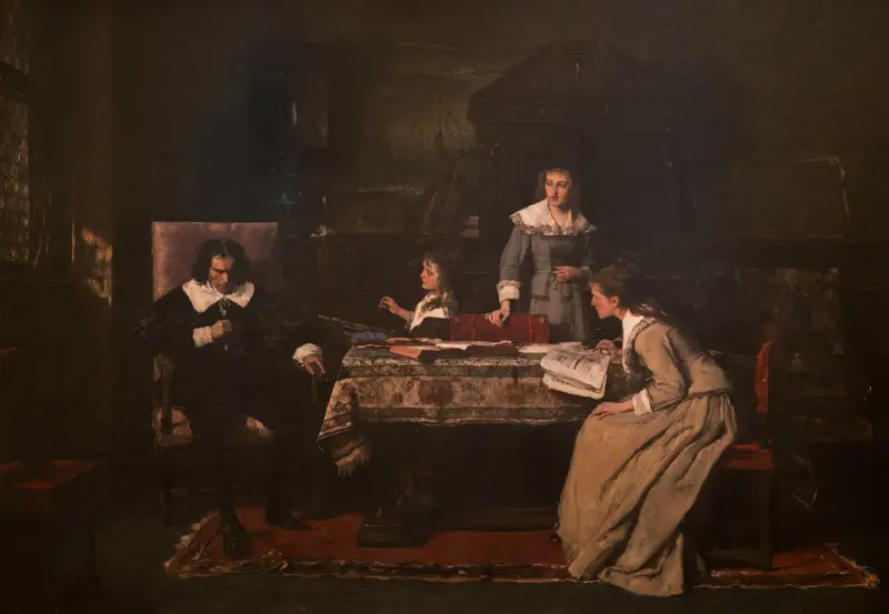 Blind Milton dictating ‘Paradise Lost’ to his daughters av Mihály Munkácsy