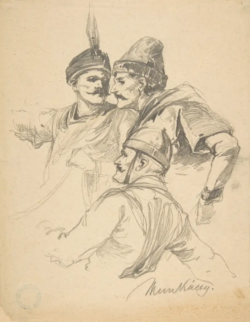 Study of Three Men, Bust Length av Mihály Munkácsy