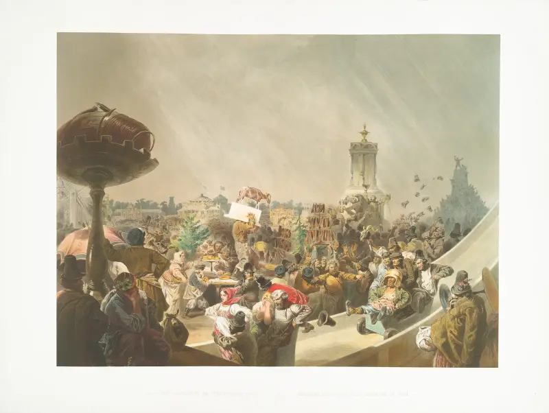 Volksfest auf dem Chodynka-Feld von Mihály Zichy